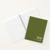 Carnet Initiales de monogramme professionnel vert olive (Intérieur)