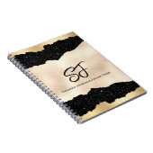 Carnet Initiales de monogramme sur noir et or luxueux (Côté Droit)