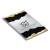 Carnet Initiales de monogramme sur noir luxueux argent et (Côté Droit)