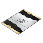 Carnet Initiales de monogramme sur noir luxueux argent et (Côté gauche)