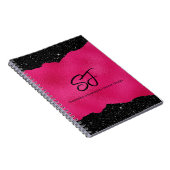 Carnet Initiales de monogramme sur noir luxueux et rose c (Côté Droit)