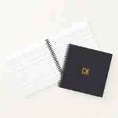 Carnet Initiales de Motif en cuir noir moderne (Intérieur)