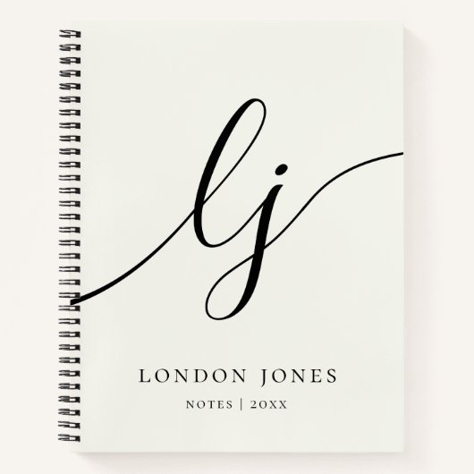 Carnet Initiales de script de calligraphie de monogramme  (Devant)