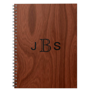 Carnet Initiales décorées d'un monogramme en bois