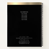 Carnet Initiales dorées et rayures, profession, noir (Dos)
