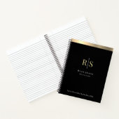 Carnet Initiales dorées et rayures, profession, noir (Intérieur)