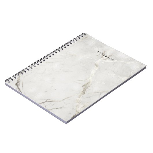 Carnet initiales doubles monogramme en marbre perle (Côté gauche)