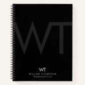 Carnet Initiales du monogramme professionnel noir (Devant)