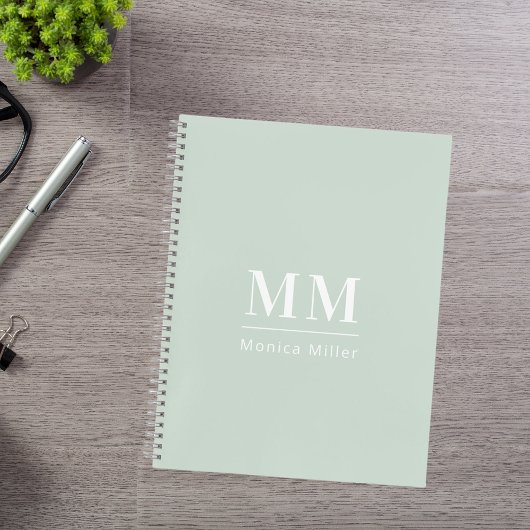 Carnet Initiales du monogramme vert de l'âge