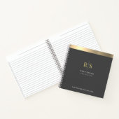 Carnet Initiales en or & Grille, Nom Occupation, Gris fon (Intérieur)