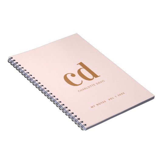 Carnet initiales en or rose monogramme or élégant (Côté Droit)