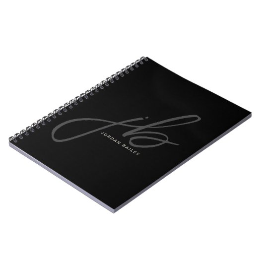 Carnet Initiales et nom du monogramme de script élégant (Côté gauche)