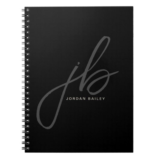 Carnet Initiales et nom du monogramme de script élégant (Devant)