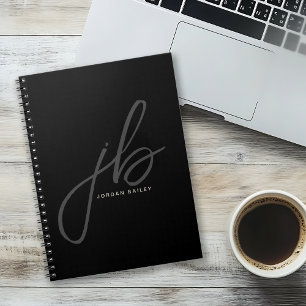 Carnet Initiales et nom du monogramme de script élégant