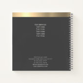 Carnet Initiales et rayure dorées, Nom Profession, Gris f (Dos)