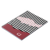 Carnet Initiales Grilles Net Couché Noir, Blanc & Rouge (Côté gauche)