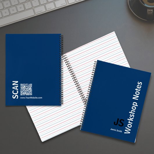 Carnet Initiales minimales Atelier Noir Bleu Blanc