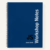 Carnet Initiales minimes noir bleu blanc Atelier (Devant)