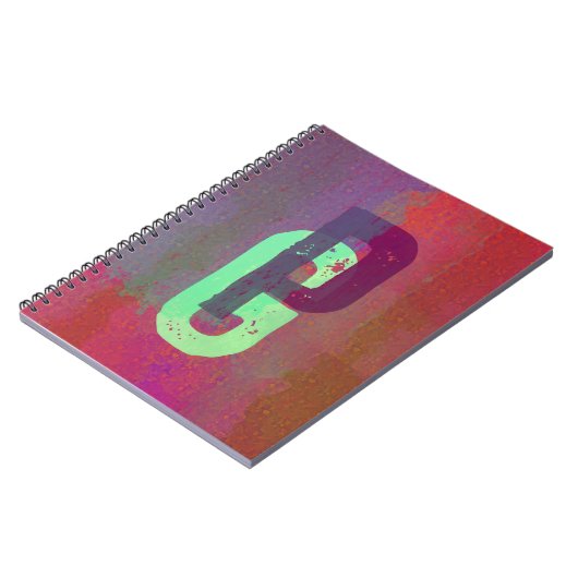 Carnet Initiales Monogramme Art Grunge Funky Violet Vert (Côté gauche)