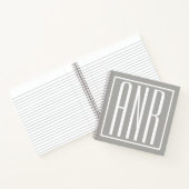 Carnet Initiales Monogramme | Blanc Sur Gris Clair (Intérieur)