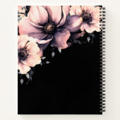Carnet Initiales Monogrammes Florales Noir Rose Moderne (Dos)