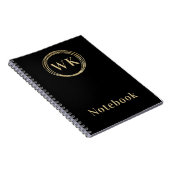 Carnet Initiales Monogrammes modernes Cercles d'or noir (Côté Droit)