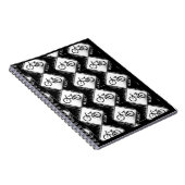 Carnet Initiales Monogrammes sur Motif Vélo Noir et Blanc (Côté Droit)
