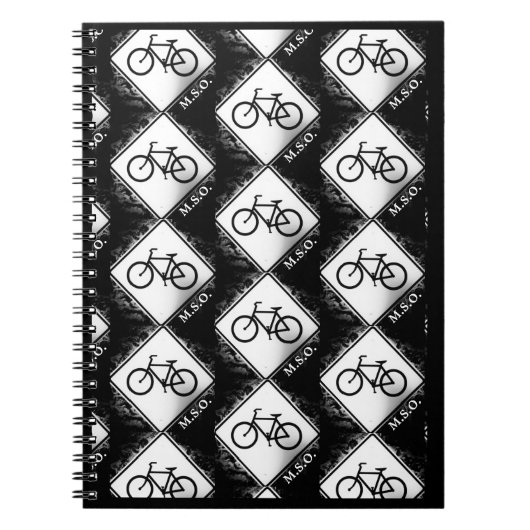 Carnet Initiales Monogrammes sur Motif Vélo Noir et Blanc (Devant)