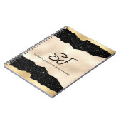 Carnet Initiales Monogrammes sur noir et or luxueux (Côté gauche)