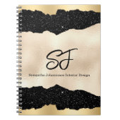 Carnet Initiales Monogrammes sur noir et or luxueux (Devant)
