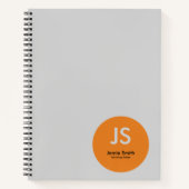 Carnet Initiales Orange Minimaliste Point Gris (Devant)