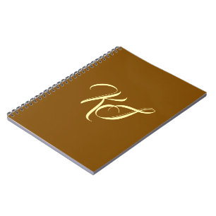 Carnet Initiales personnalisées brun élégant monogramme m
