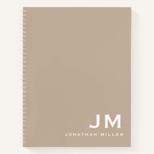 Carnet Initiales pour monogramme blanc beige professionne (Devant)