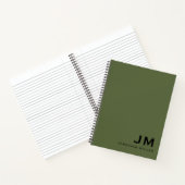 Carnet Initiales professionnelles de monogramme vert oliv (Intérieur)