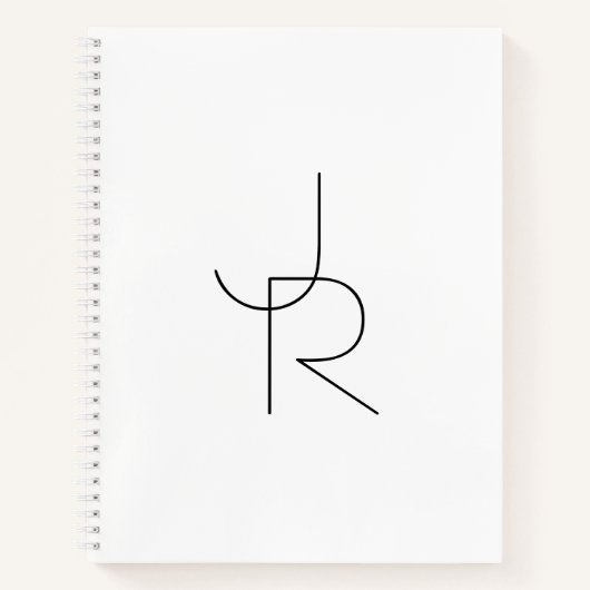 Carnet Initiales superposées Modern 2 | Noir sur Blanc (Devant)