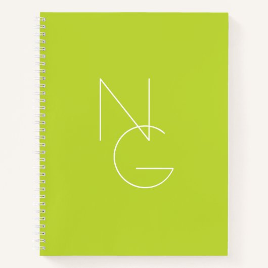 Carnet Initiales superposées Modernes 2 | Vert Citron (Devant)