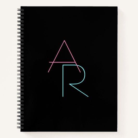 Carnet Initiales superposées modernes | Rose Turquoise No (Devant)