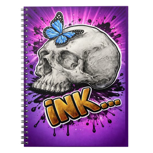 Carnet INK… Hand-Drawn Skull with Butterfly (Devant)