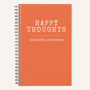 Carnet Inspirational Happy Quote en Orange Personnalisé
