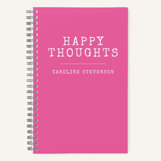 Carnet Inspirational Happy Quote Pink Nom personnalisé (Recto)