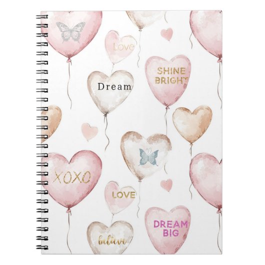 Carnet Inspirational Pink Cream Hearts (Devant)