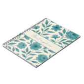 Carnet inspiré turquoise Floral (Côté gauche)