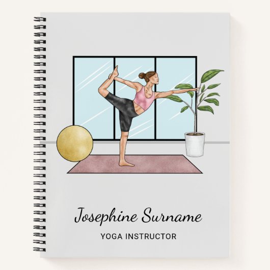 Carnet Instructrice de yoga Danseuse Pose Formatrice Nom (Devant)