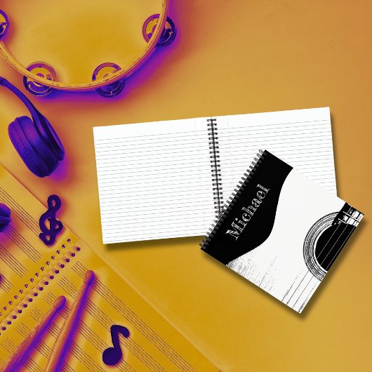 Carnet Instrument de musique Guitare Abstraite Noir Blanc