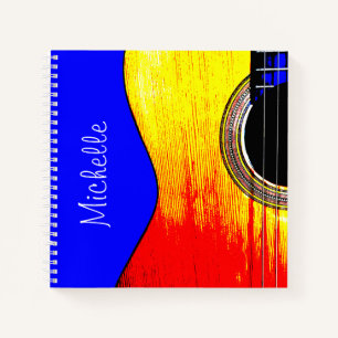 Carnet Instrument de musique guitare colorée rouge jaune