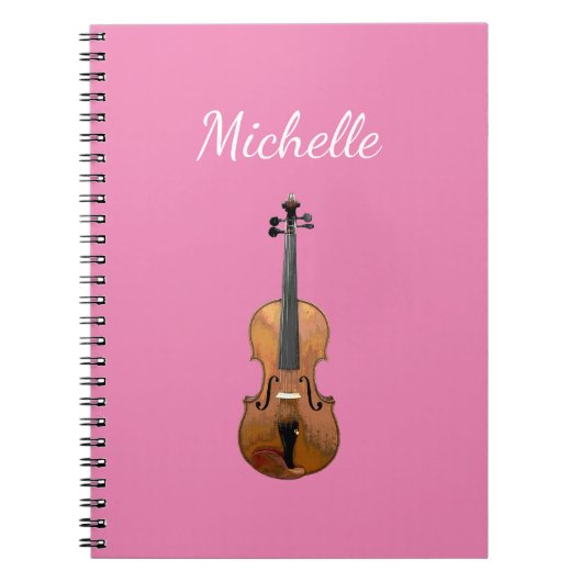 Carnet Instrument de musique violon fille rose (Devant)