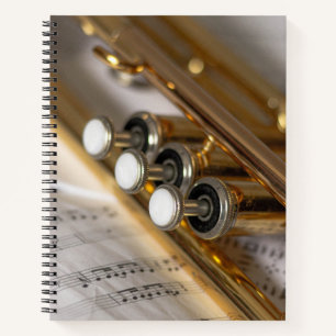 Carnet Instrument en laiton de trompette et de feuille de