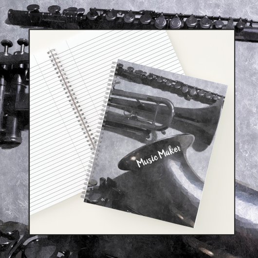 Carnet Instruments de musique gris argenté