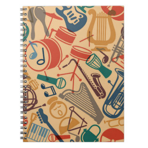 Carnet Instruments de musique Vintage Arrière - plan sans