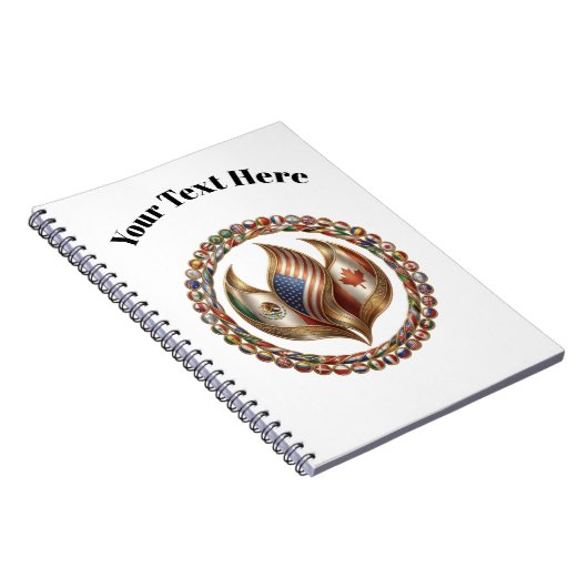 Carnet International Unity Flame with World Flags Emblem  (Côté Droit)